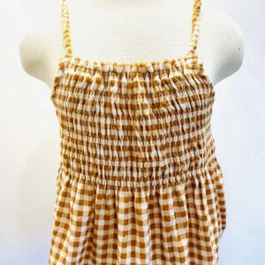 NWT SO Juniors Pullover Terry Cloth Smocked Peplum Plaid Shirred Tank Size XL